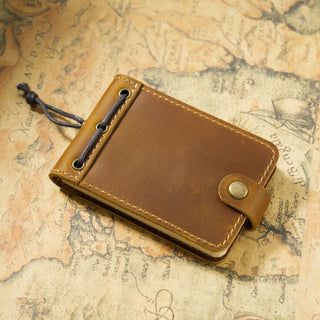 Premium Handmade Genuine Leather Mini Notebook with Snap Closure