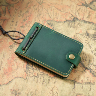 Premium Handmade Genuine Leather Mini Notebook with Snap Closure