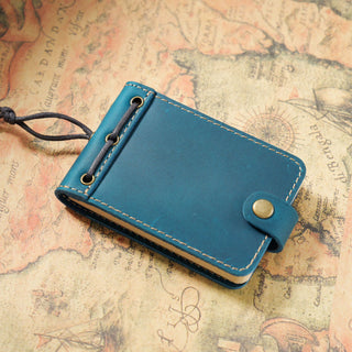 Premium Handmade Genuine Leather Mini Notebook with Snap Closure