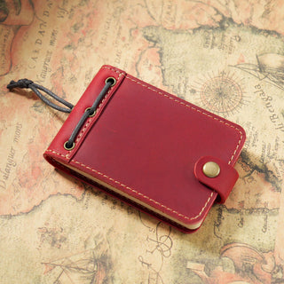 Premium Handmade Genuine Leather Mini Notebook with Snap Closure