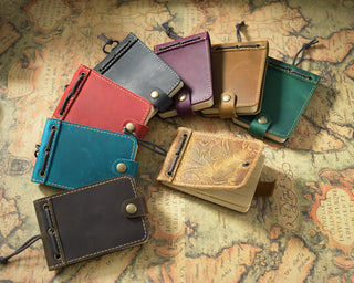 Premium Handmade Genuine Leather Mini Notebook with Snap Closure