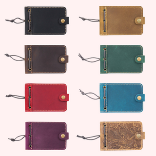 Premium Handmade Genuine Leather Mini Notebook with Snap Closure