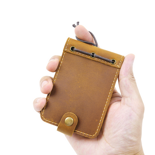 Premium Handmade Genuine Leather Mini Notebook with Snap Closure