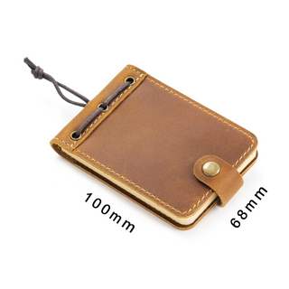 Premium Handmade Genuine Leather Mini Notebook with Snap Closure