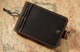 Premium Handmade Genuine Leather Mini Notebook with Snap Closure
