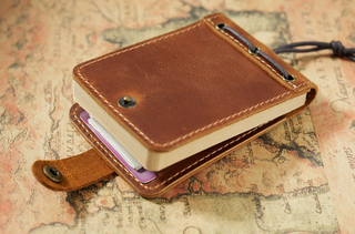 Premium Handmade Genuine Leather Mini Notebook with Snap Closure
