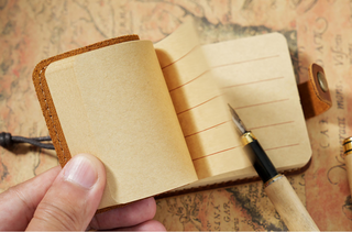 Premium Handmade Genuine Leather Mini Notebook with Snap Closure