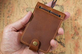 Premium Handmade Genuine Leather Mini Notebook with Snap Closure