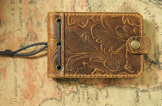 Premium Handmade Genuine Leather Mini Notebook with Snap Closure