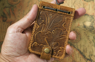 Premium Handmade Genuine Leather Mini Notebook with Snap Closure