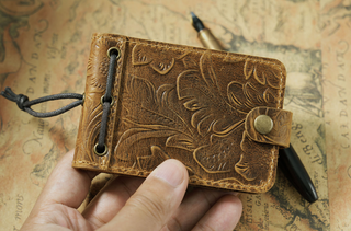 Premium Handmade Genuine Leather Mini Notebook with Snap Closure