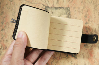 Premium Handmade Genuine Leather Mini Notebook with Snap Closure