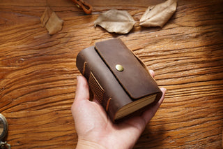 Premium Handmade Genuine Leather Notebook with Strap – Small Size