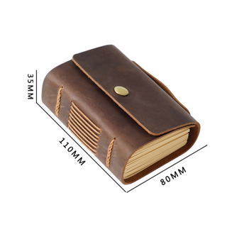 Premium Handmade Genuine Leather Notebook with Strap – Small Size