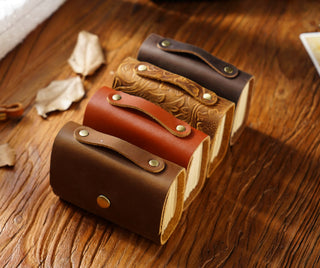 Premium Handmade Genuine Leather Notebook with Strap – Small Size