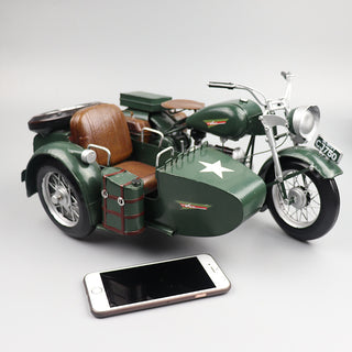 Vintage Military Sidecar Motorcycle Decor - Handmade Model