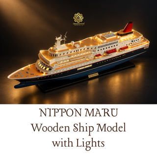 NIPPON MARU Wooden Ship Model 100cm with Lights - Handcrafted Maritime Display