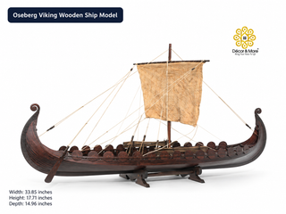 Oseberg Viking Wooden Ship Model 86cm - Vintage Nautical Display