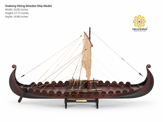Oseberg Viking Wooden Ship Model 86cm - Vintage Nautical Display