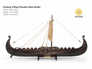 Oseberg Viking Wooden Ship Model 86cm - Vintage Nautical Display