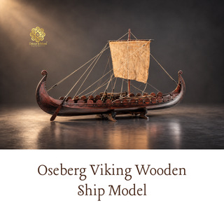 Oseberg Viking Wooden Ship Model 86cm - Vintage Nautical Display