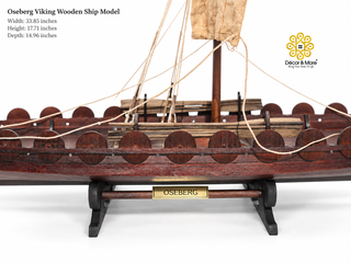 Oseberg Viking Wooden Ship Model 86cm - Vintage Nautical Display