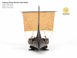 Oseberg Viking Wooden Ship Model 86cm - Vintage Nautical Display