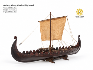 Oseberg Viking Wooden Ship Model 86cm - Vintage Nautical Display