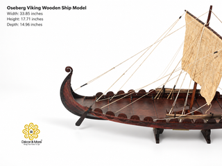 Oseberg Viking Wooden Ship Model 86cm - Vintage Nautical Display