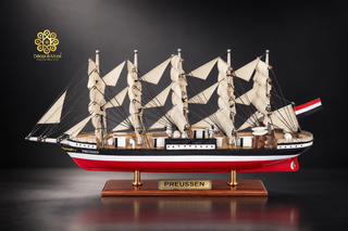 PREUSSEN Model Ship 21cm - Wooden Sailing Ship Display