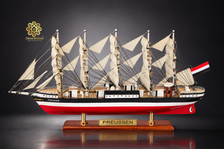 PREUSSEN Model Ship 21cm - Wooden Sailing Ship Display