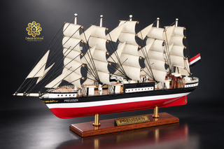PREUSSEN Model Ship 21cm - Wooden Sailing Ship Display