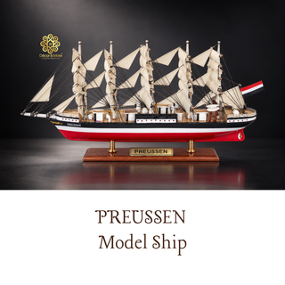 PREUSSEN Model Ship 21cm - Wooden Sailing Ship Display