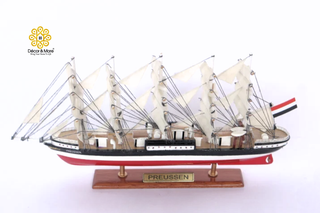 PREUSSEN Model Ship 21cm - Wooden Sailing Ship Display