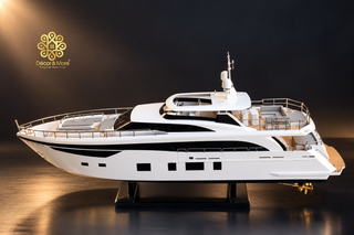 PRINCESS 35M Model Yacht 94cm - White Wooden Luxury Yacht Display