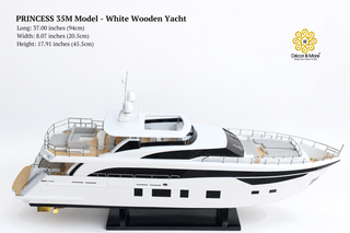 PRINCESS 35M Model Yacht 94cm - White Wooden Luxury Yacht Display