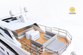 PRINCESS 35M Model Yacht 94cm - White Wooden Luxury Yacht Display