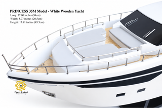 PRINCESS 35M Model Yacht 94cm - White Wooden Luxury Yacht Display