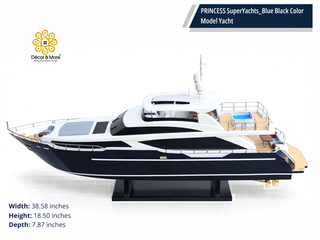 PRINCESS SuperYachts 30M Model Yacht 98cm – Blue Black Luxury Yacht Display