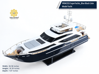 PRINCESS SuperYachts 30M Model Yacht 98cm – Blue Black Luxury Yacht Display