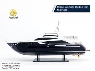PRINCESS SuperYachts 30M Model Yacht 98cm – Blue Black Luxury Yacht Display