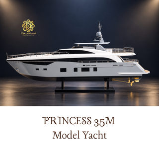 PRINCESS 35M Model Yacht 94cm - Gray Wooden Luxury Yacht Display