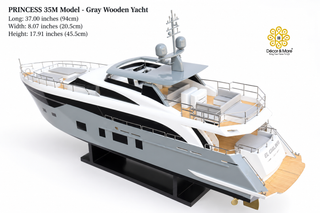 PRINCESS 35M Model Yacht 94cm - Gray Wooden Luxury Yacht Display