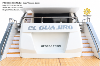 PRINCESS 35M Model Yacht 94cm - Gray Wooden Luxury Yacht Display