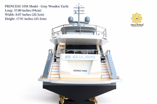 PRINCESS 35M Model Yacht 94cm - Gray Wooden Luxury Yacht Display