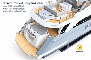 PRINCESS 35M Model Yacht 94cm - Gray Wooden Luxury Yacht Display