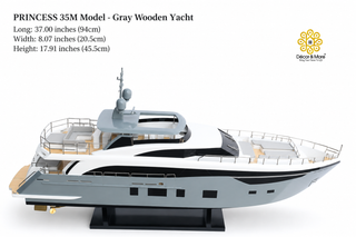 PRINCESS 35M Model Yacht 94cm - Gray Wooden Luxury Yacht Display