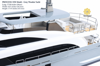 PRINCESS 35M Model Yacht 94cm - Gray Wooden Luxury Yacht Display
