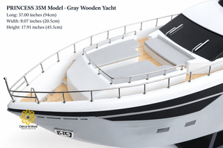 PRINCESS 35M Model Yacht 94cm - Gray Wooden Luxury Yacht Display