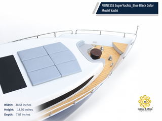 PRINCESS SuperYachts 30M Model Yacht 98cm – Blue Black Luxury Yacht Display